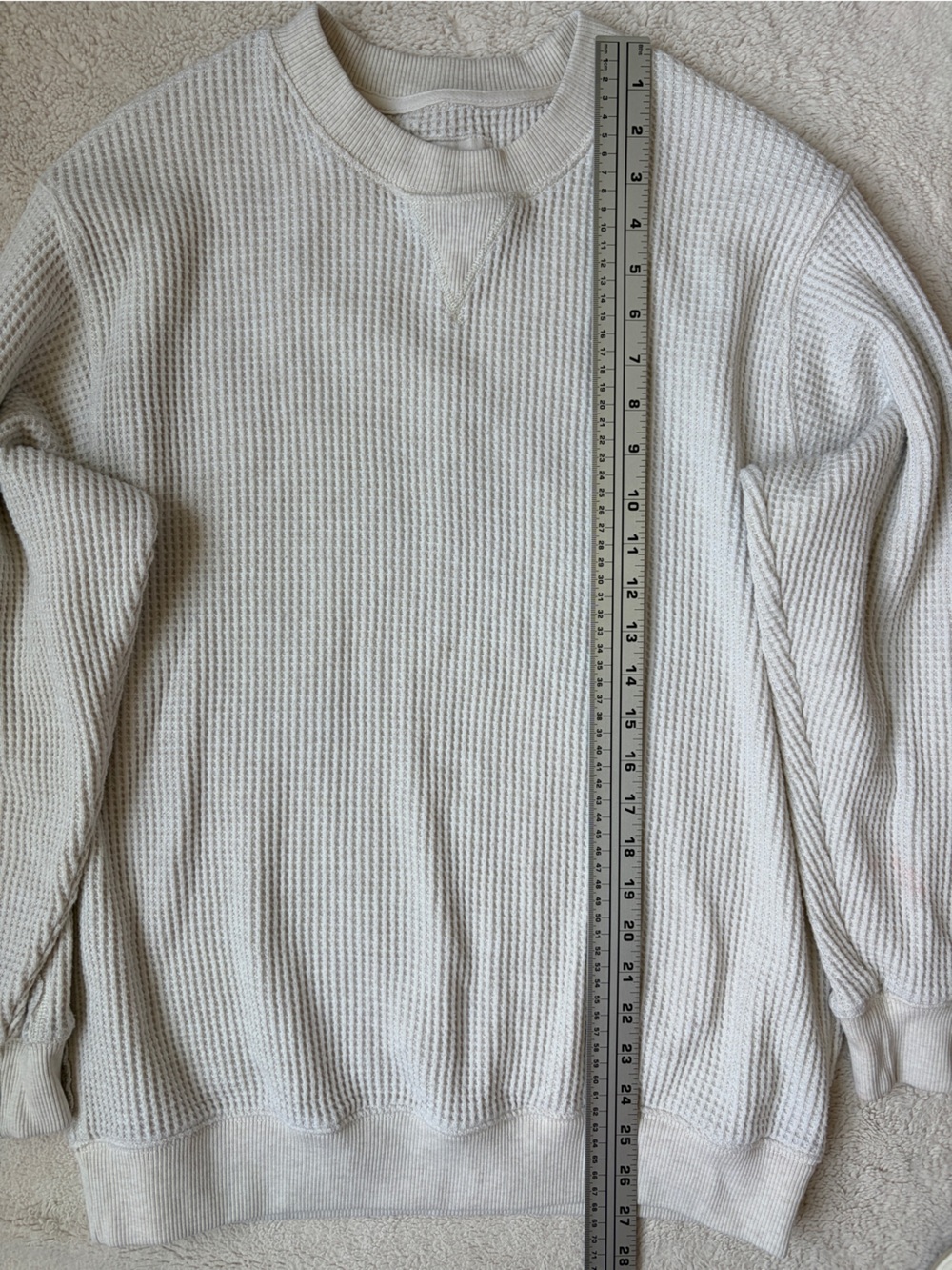 Aerie Waffle Knit Crewneck Pullover Loungewear Top- Cream Women Size Small - Picture 7 of 9